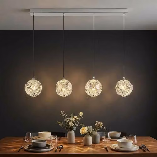 Globo Lighting Virina Bar Pendant Ceiling Light in Chrome with K9 Crystals and Warm White LED – 3