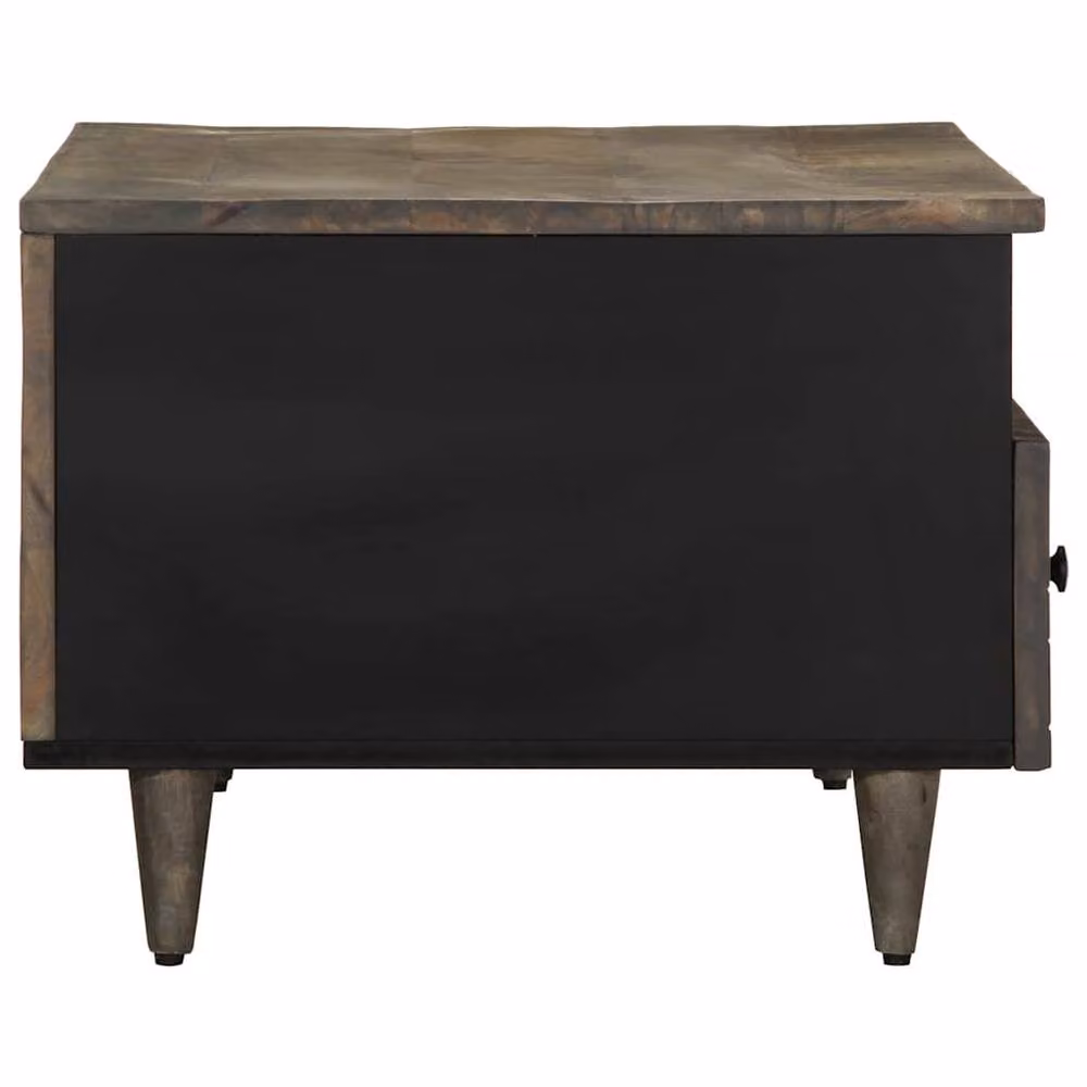 Berkfield Home Beautiful Coffee Table in Light Grey Solid Mango Wood W/D/H: 80 x 54 x 40 cm – 3