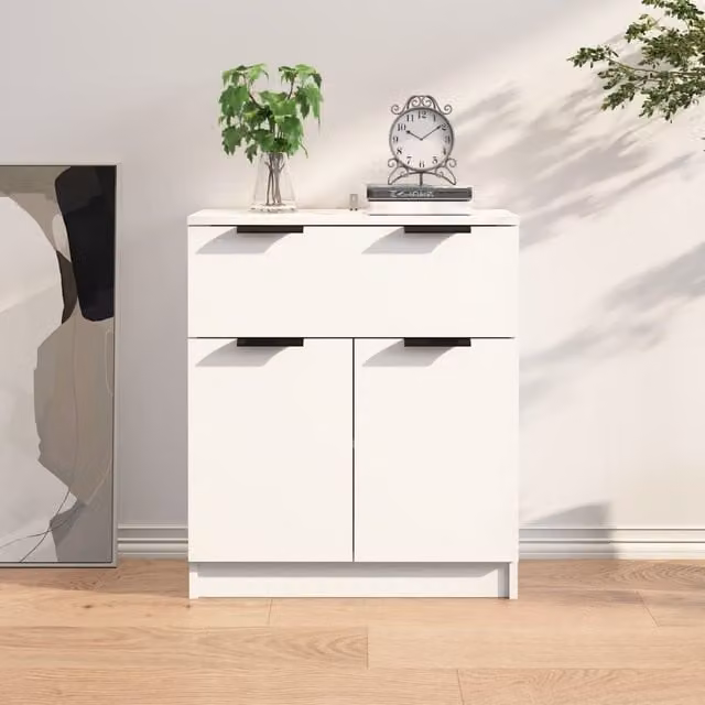 Berkfield Home White Modern Sideboard in Matt MDF, W/D/H: 60 x 30 x 70 cm