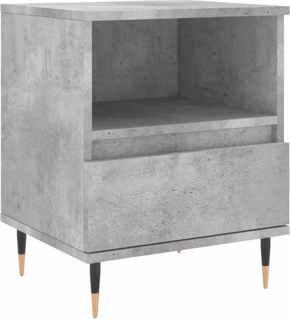 Berkfield Home Bedside Cabinet in Concrete Grey, W/D/H: 40 x 35 x 50 cm