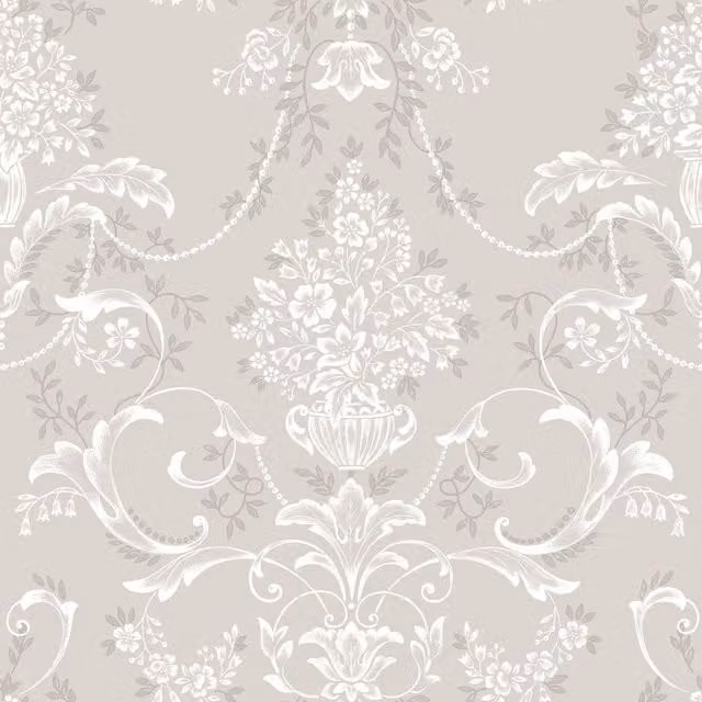 Rasch Amelie Damask Floral Wallpaper in Grey