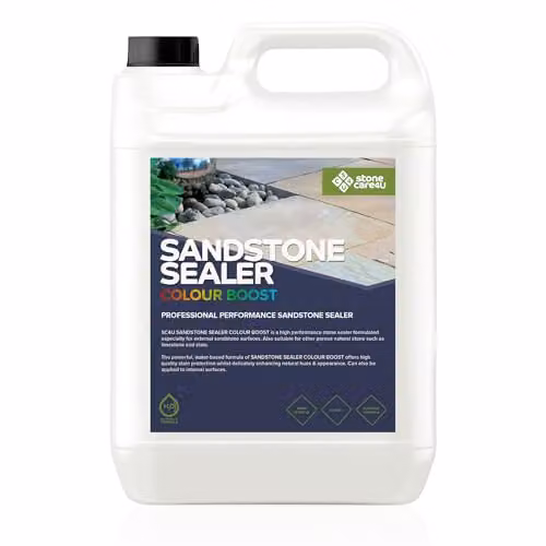 StoneCare4U Sandstone Sealer Colour Boost 5L - Transparent Grey Colour Enhancement Exterior Natural Stone Sealant for Sandstone, Limestone and Slate – 1