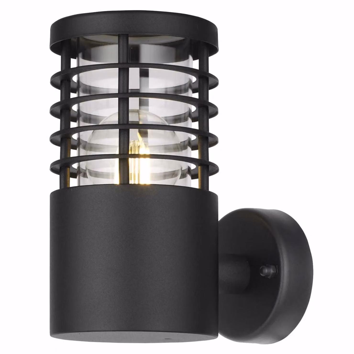 First Choice Lighting Bloom Set of 2 Black IP44 Outdoor Wall Lights with Transparent Cover – 2