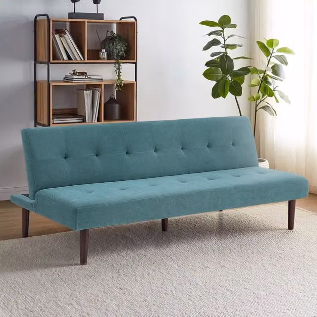 Livingandhome Modern Click Clack Convertible Sofa Bed in Green Fabric