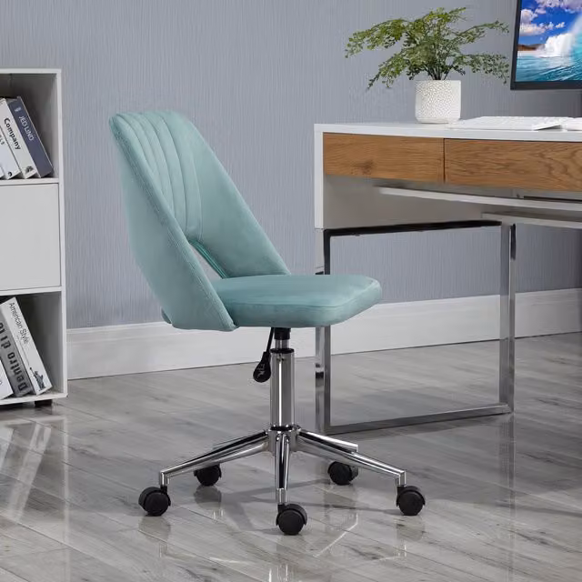 Vinsetto Green Velvet Mid Back Swivel Home Office Task Chair – 1