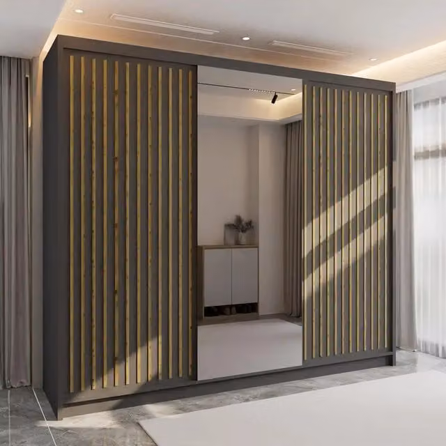 Sliding Wardrobes 4 u Modern Grey Sliding Door Wardrobe, Width: 250 cm