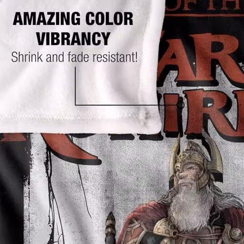 LOGOVISION Lord of the Rings War of the Rohirrim Helm Hammerhand Band Super Soft Silky Touch Fleece Throw Blanket, Multicolour, W: 152 cm, D: 127 cm – 3