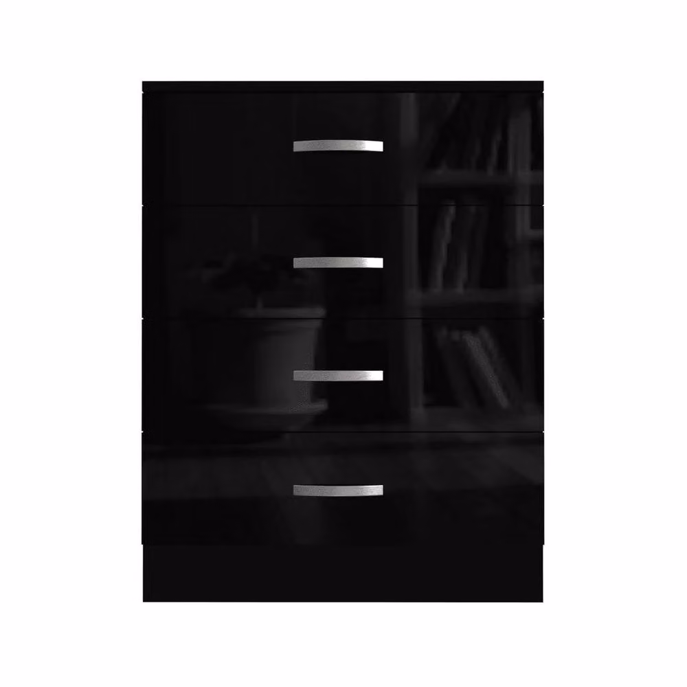 FLAVORA High Gloss Modern Bedroom Chest of Drawers in Black W/D/H: 100 x 40 x 68.5 cm – 4