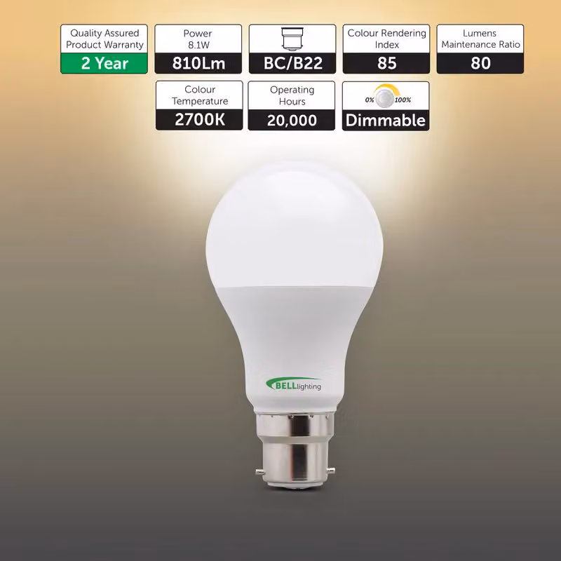 BELL Lighting B22 Dimmable LED Bulbs, Warm White, 8.1W, Pack of 3 – 2