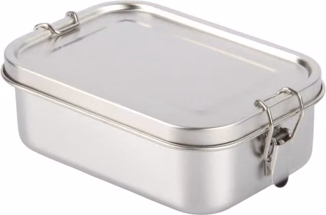 KORVIXA Stainless Steel Bento Lunch Box with Dividers, Silver, 750ml – 1