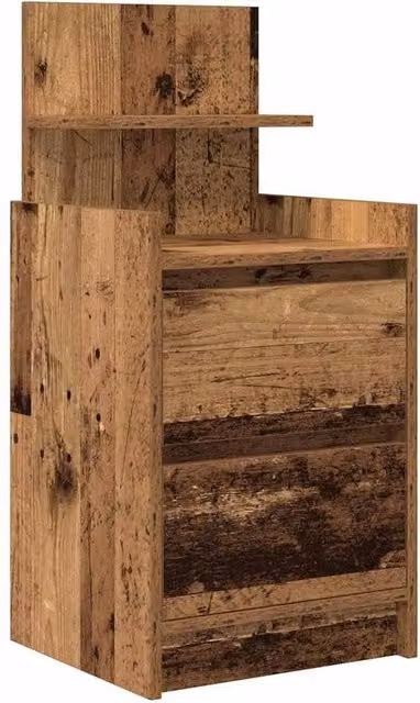 Berkfield Home Bedside Cabinet with 2 Drawers in Brown Old Wood, W/D/H: 38 x 34 x 80 cm