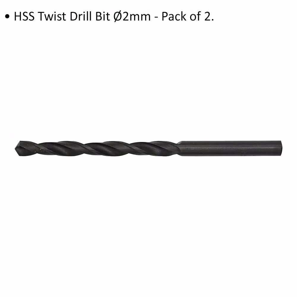 Loops 2 Pack HSS Twist Drill Bits in Silver and Black, Diameter: 2 mm, Length: 47 mm – 2