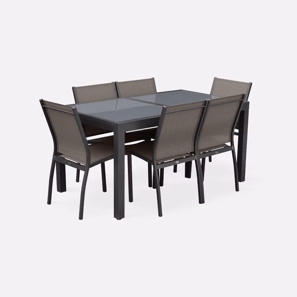 Sweekeek 6-Seater Extendable Aluminium Garden Table and Chairs Set in Grey – 2