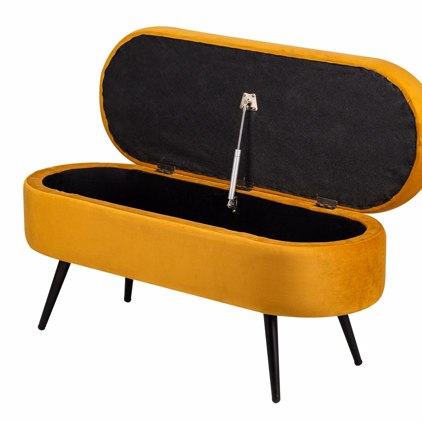 Nordlys Scandinavian Design Storage Bench with Metal Legs in Yellow – 3