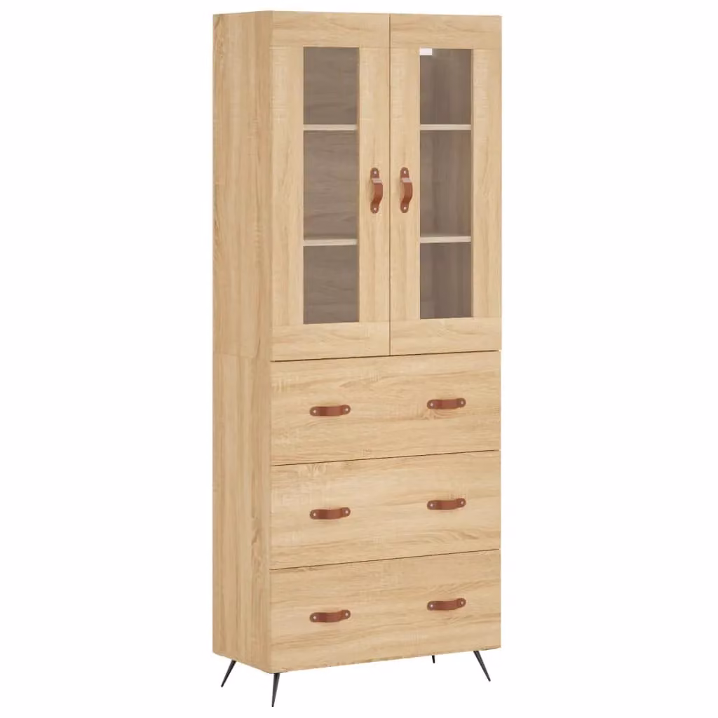 Berkfield Home Sonoma Oak Highboard in Brown, W/D/H: 69.5 x 34 x 180 cm – 2
