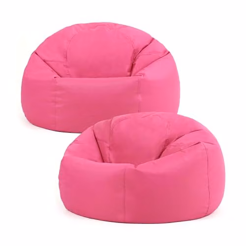 Bean Bag Bazaar Kingston Outdoor Bean Bags with Filling, 2 Pack, Pink – 1