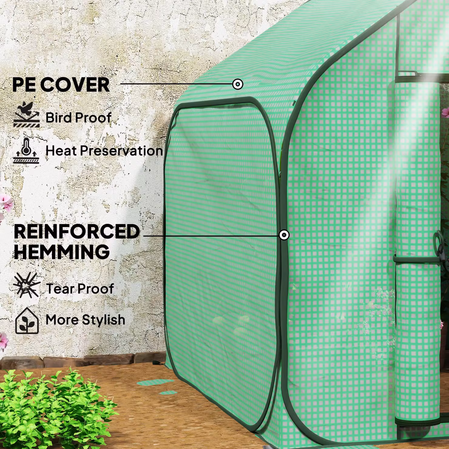 Outsunny Mini Pop Up Greenhouse in Green, W/D/H: 150 x 148 x 148 cm – 4