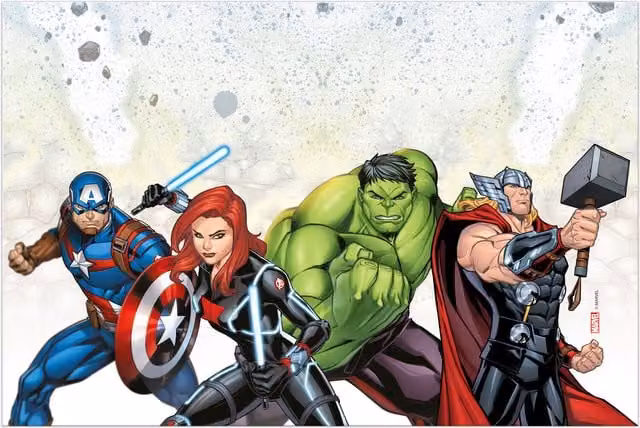 Avengers Multicolour Graphic PVC Tablecloth in White