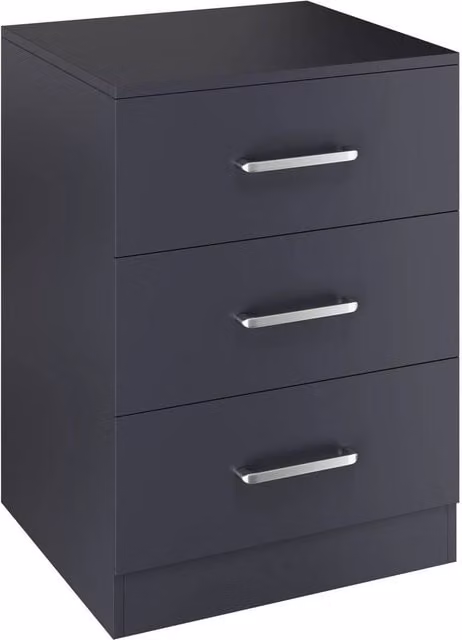 FORGEVIO Modern 3 Drawer Bedside Storage Unit in Dark Grey