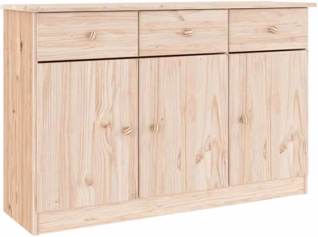 Berkfield Home Alta Sideboard in Solid Pine Wood, Sand/Beige, W/D/H: 112 x 35 x 73 cm