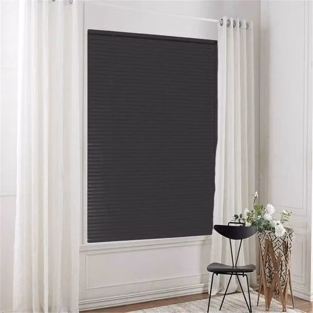 Nordara Black Aluminium Venetian Blind, Waterproof Easy Fit, W: 110 cm, H: 130 cm