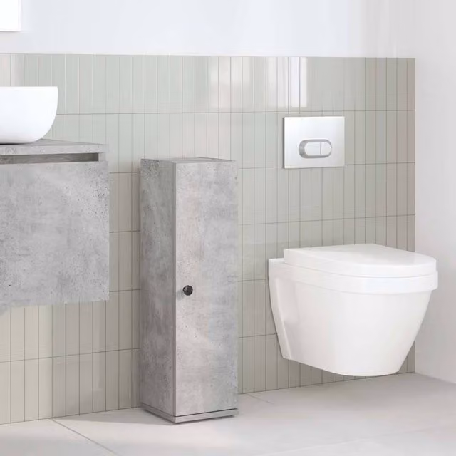 Berkfield Home Modern Freestanding Bathroom Cabinet with Roll Holder in Concrete Grey, W/D/H: 20.5 x 22 x 72 cm – 1