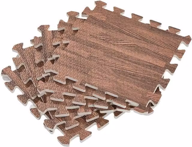 PAWNORA 20 Pack Dark Walnut Brown EVA Interlocking Floor Mat Tiles, W/D/H: 30 x 30 x 1 cm per tile