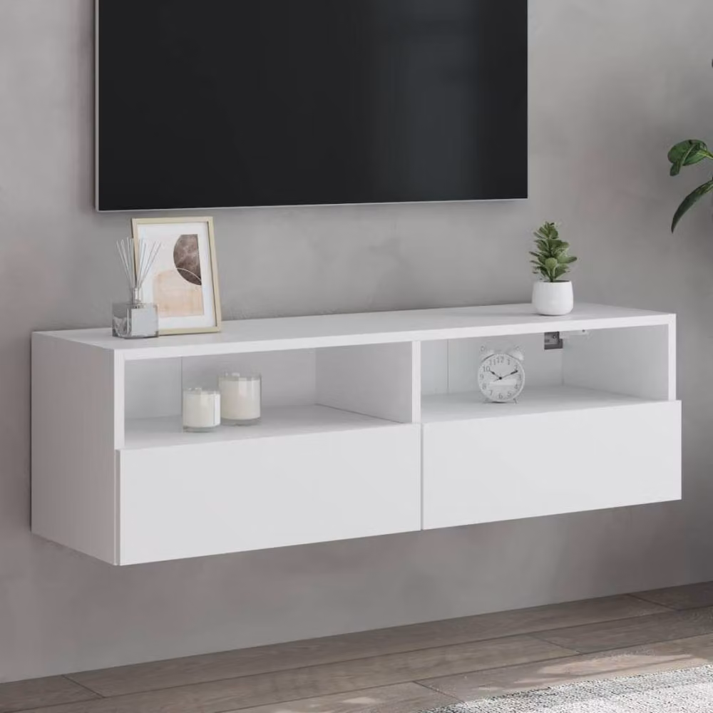 Berkfield Home White Modern Wall Mounted TV Cabinet with Hinged Doors and Internal Shelves, W/D/H: 100 x 30 x 30 cm – 2