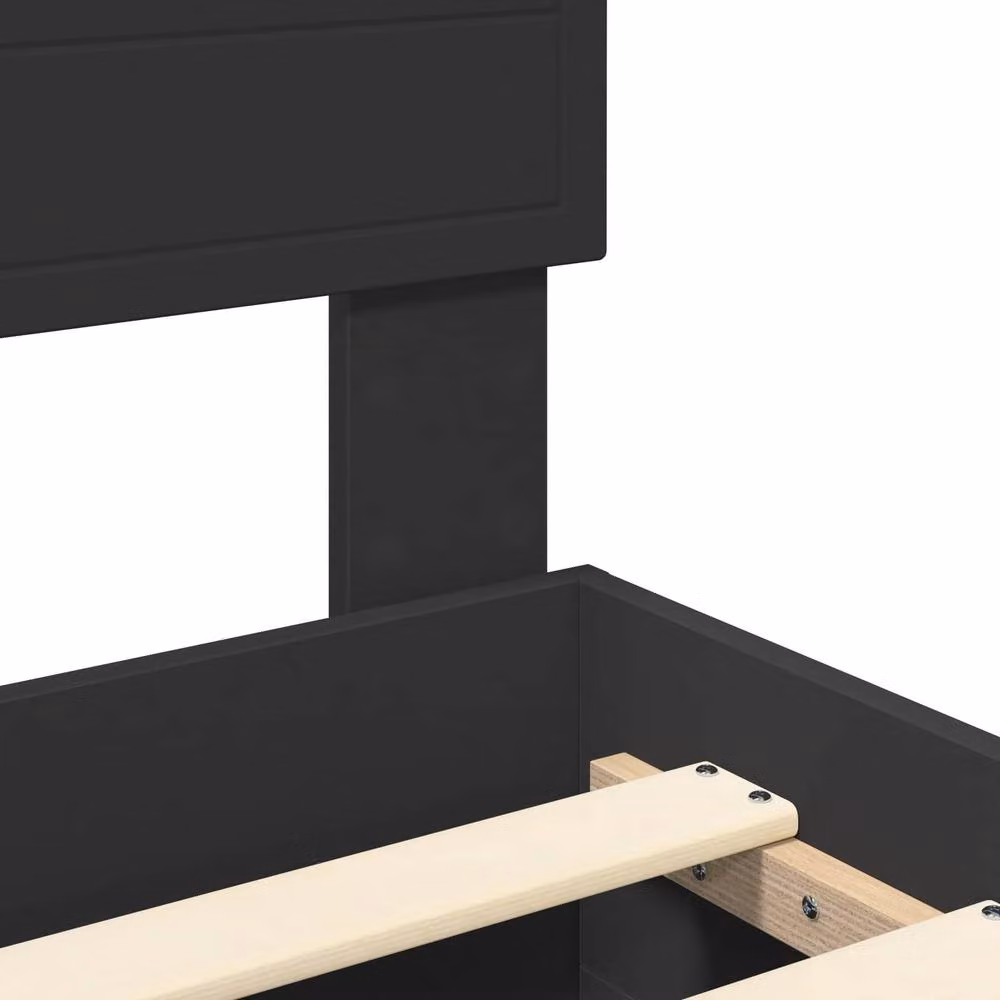 Berkfield Home Modern Bed Frame with Headboard in Black, Engineered Wood, W: 135 cm, L: 190 cm – 4
