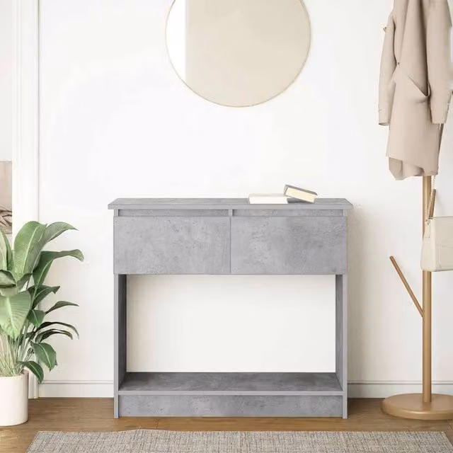 Berkfield Home Modern Console Table with Drawers in Concrete Grey, W: 85.5 cm, D: 38.5 cm, H: 74.5 cm – 1