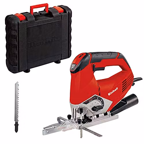 Einhell TE-JS 100 Electric Jigsaw in Red with 750W Power, 100mm Cutting Depth, Swivel Soleplate for 45° Mitre Cuts, Pendulum Action, Electronic Speed Control and Dust Extractor – 2