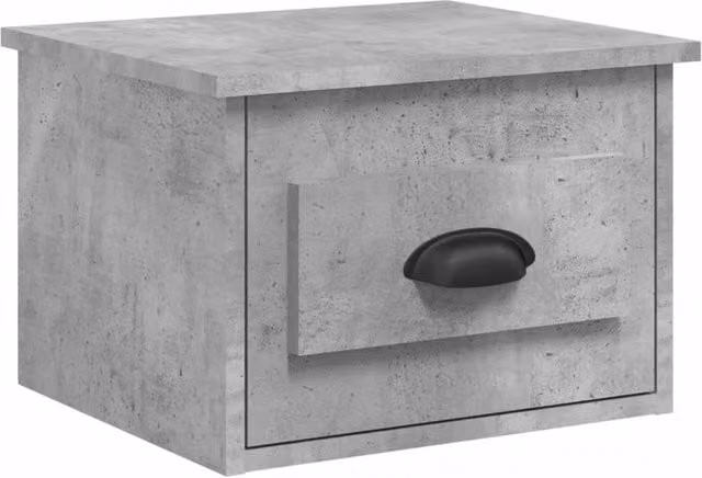 Berkfield Home Wall-mounted Bedside Cabinet in Concrete Grey, W: 41.5 cm, D: 36 cm, H: 28 cm