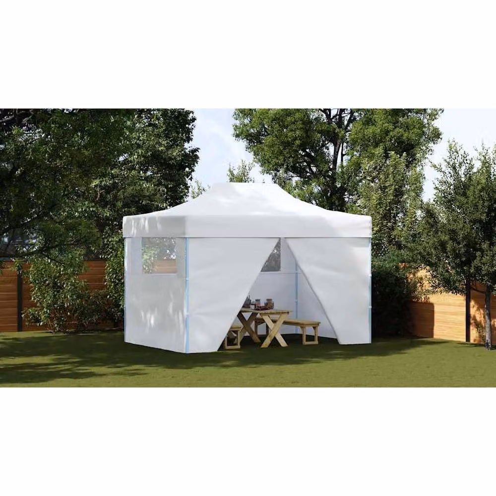 Berkfield Home Professional Folding Party Tent with 4 Sidewalls, White Steel, W: 4 m, D: 3 m – 3