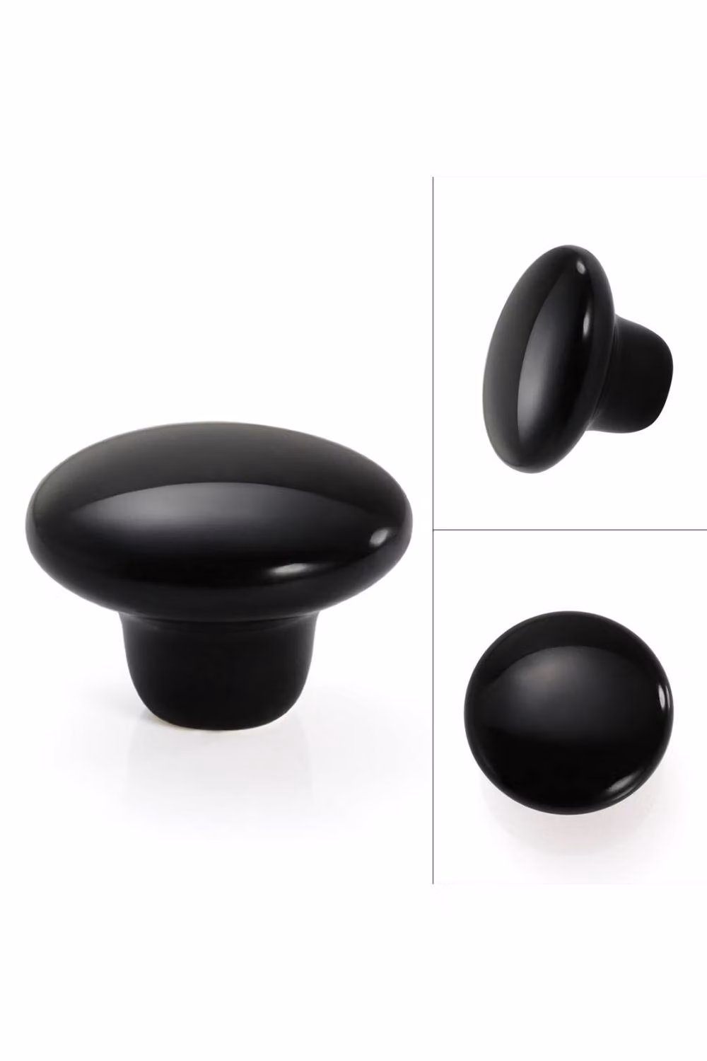 KDMD Black Polished Ceramic Single Hole Cupboard Knob and Drawer Pull, 38mm – 2