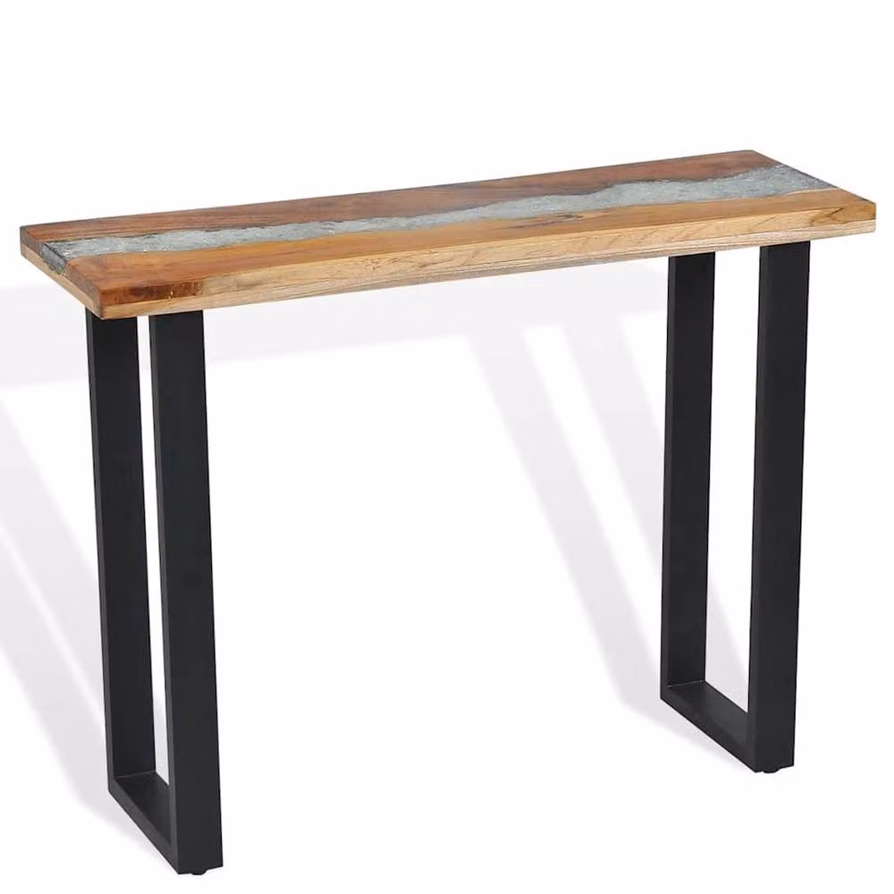 Berkfield Home Decorative Teak Console Table in Brown and Black, W/D/H: 100 x 35 x 75 cm – 3