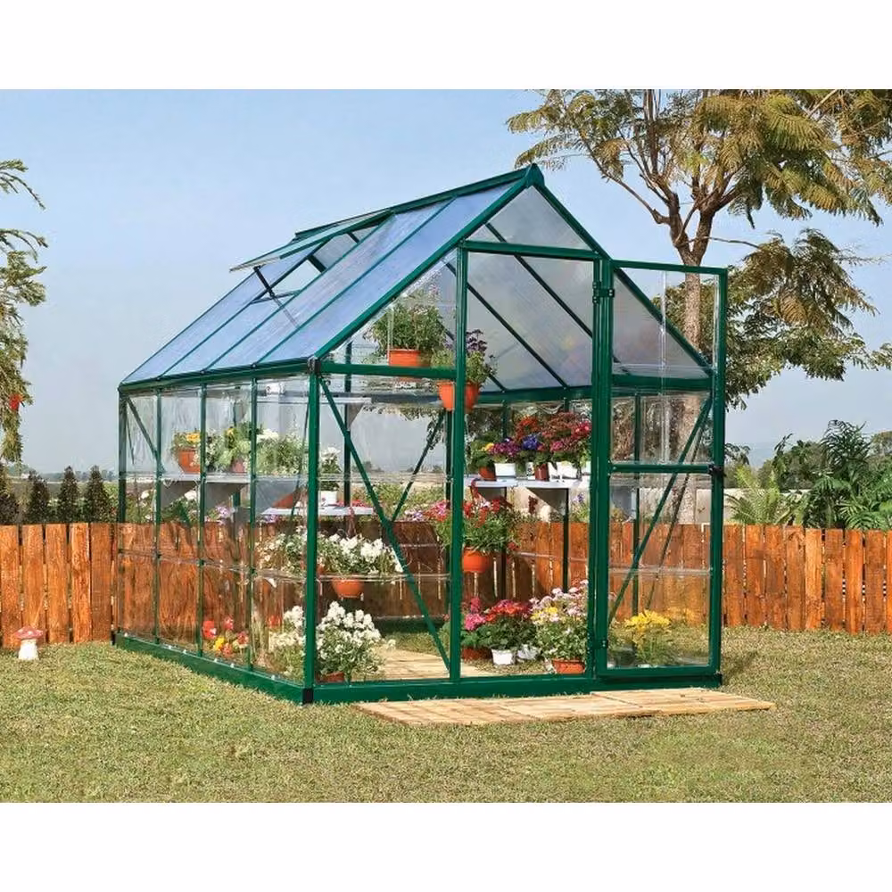 Palram Hybrid Polycarbonate Greenhouse in Green, W: 185 cm, H: 208 cm, L: 306 cm – 9