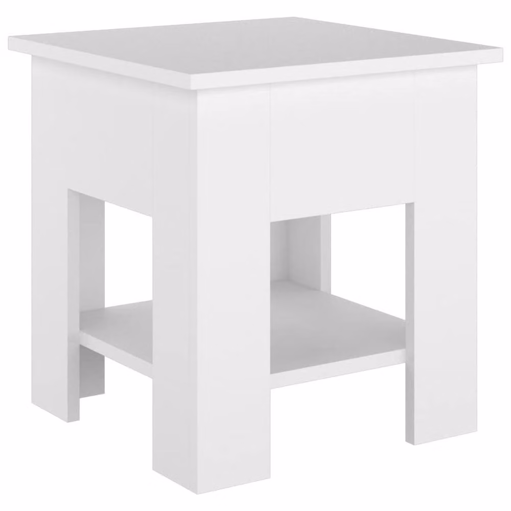 Berkfield Home Modern White Square Coffee Table in Engineered Wood W/D/H: 40 x 40 x 42 cm – 2