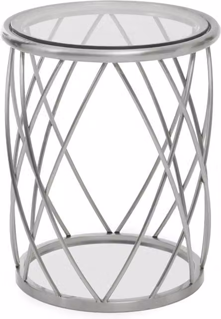 Interiors by Premier Ackley Modern Round Silver Side Table with Clear Glass Top