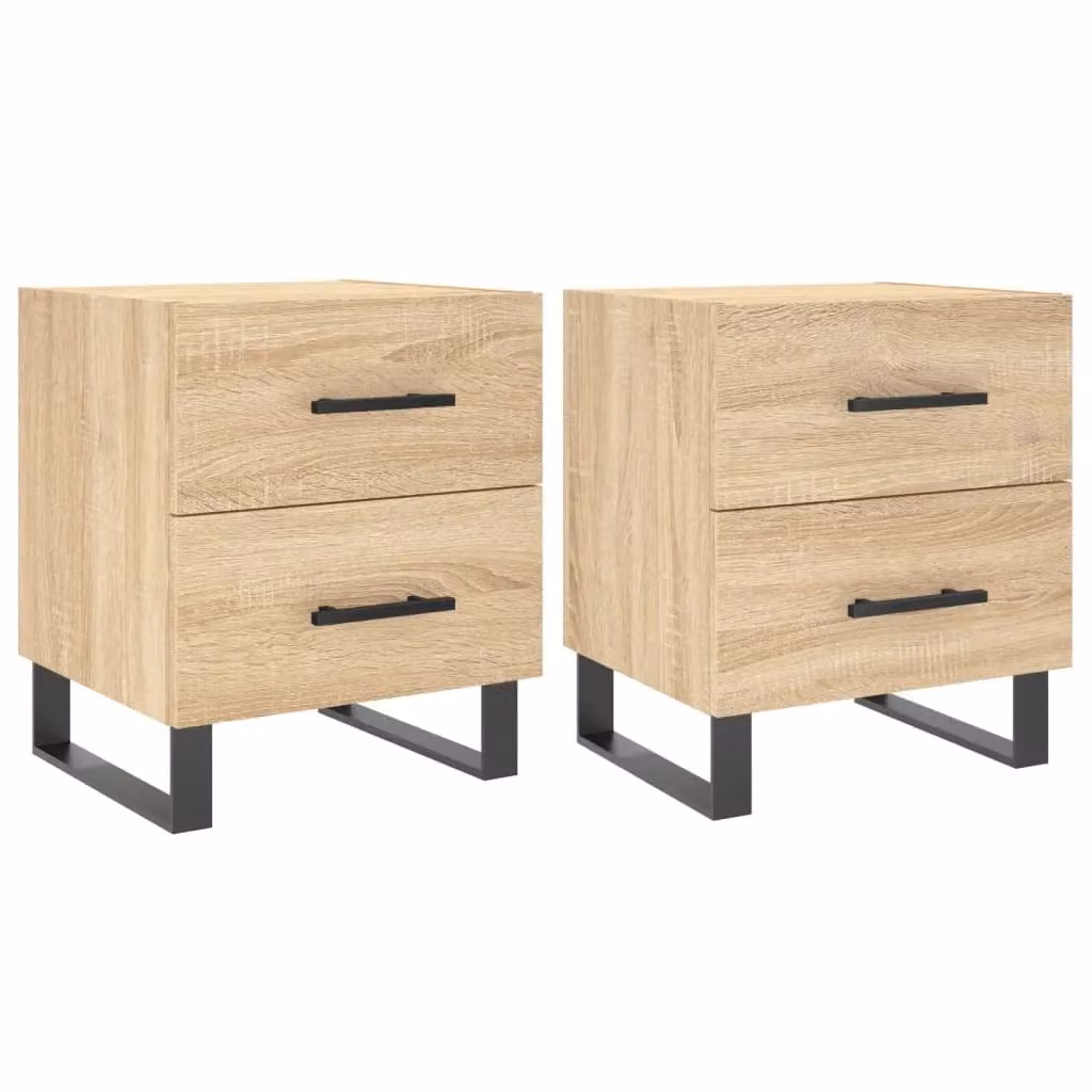 Berkfield Home Set of 2 Sonoma Oak Bedside Cabinets in Brown, W/D/H: 40 x 35 x 47.5 cm