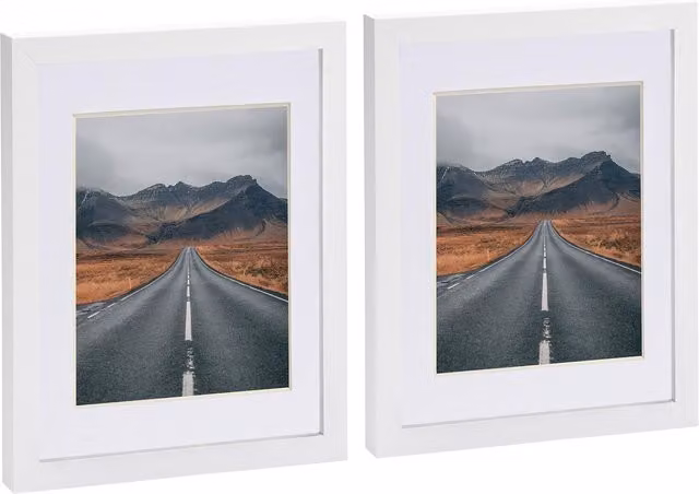 Nicola Spring Pack of 2 White Rectangular Photo Frames with 5x7 inch Mount, 8x10 inch