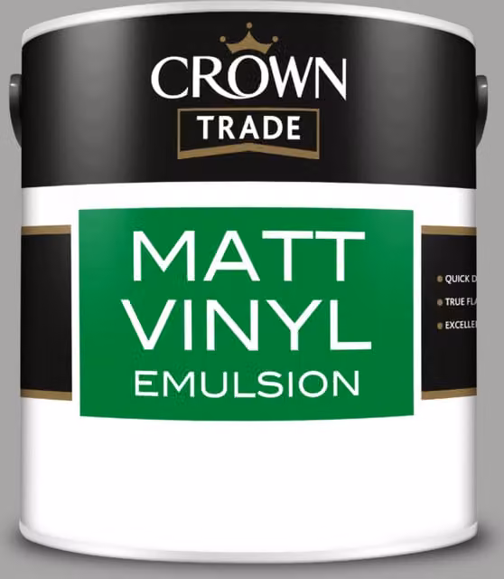 Crown Trade Matt Vinyl Dispersion Paint in Granite Dust Grey, 2.5 l – 1