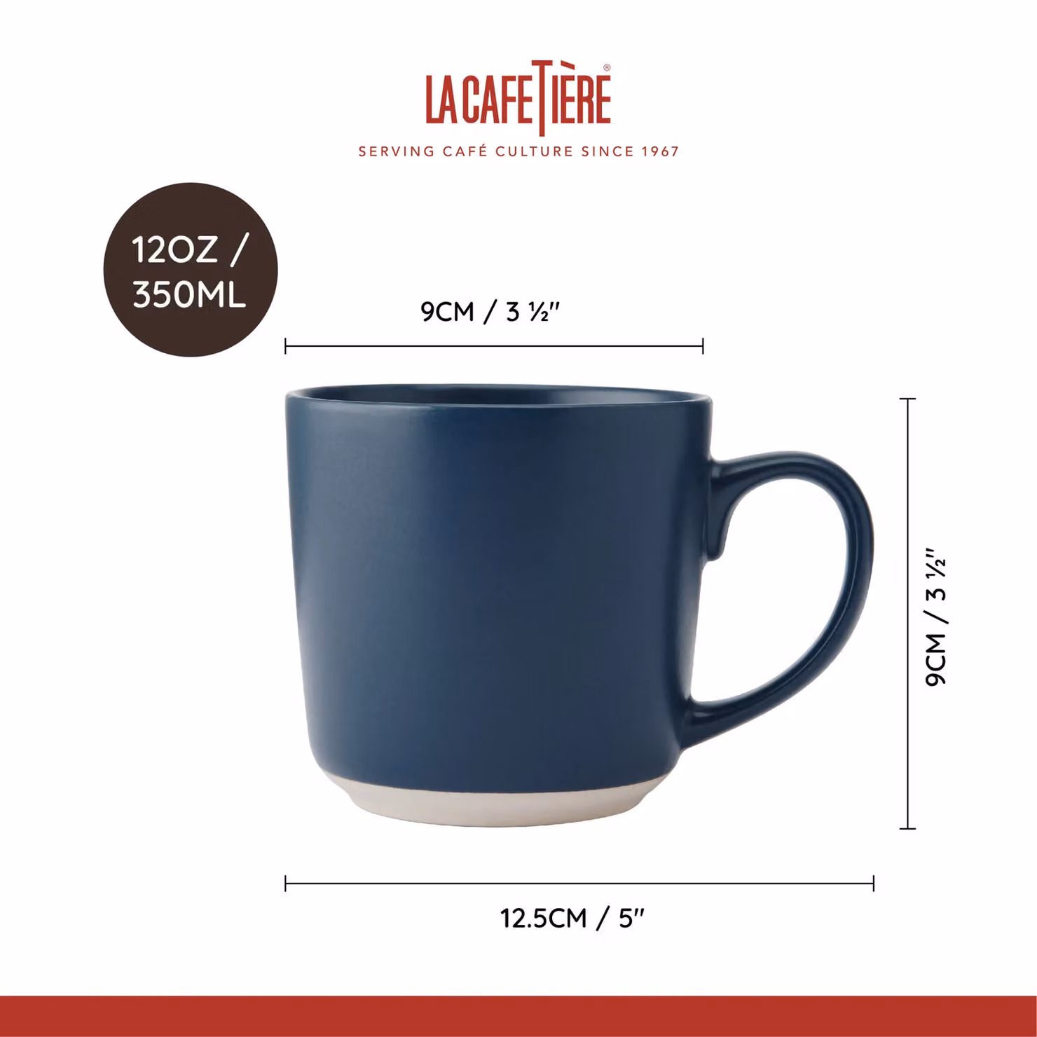 La Cafetiere Blue Ceramic Stoneware Mug, 350ml – 3