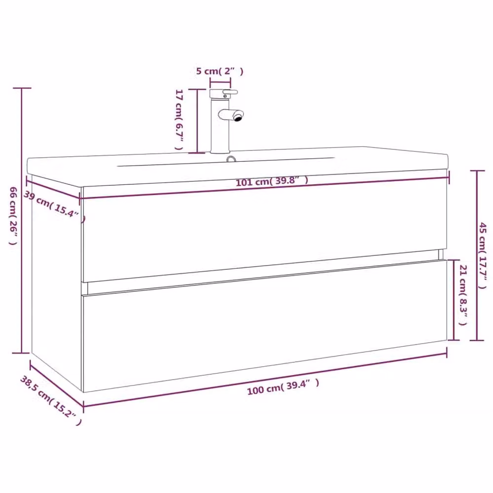 Berkfield Home Sink Cabinet with Built-in Basin in Smoked Oak Brown Engineered Wood – 2