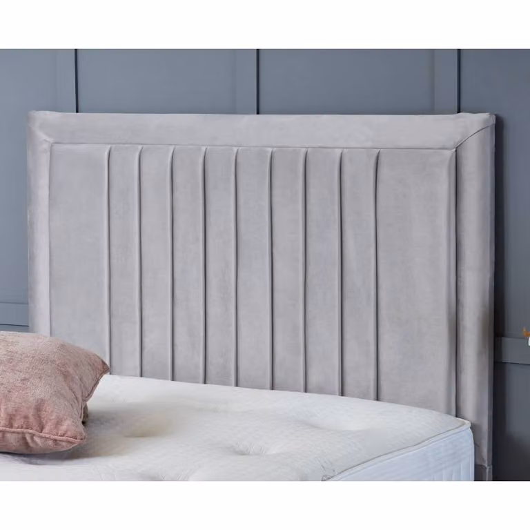 BSSPOKE Canes Ottoman Divan Bed in Taupe Plush Velvet with 54 inch Headboard, W/D/H: 180 x 200 cm