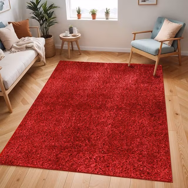 Livabliss Cloudy Shag Soft Plush Pile Living Room Rug in Red, W: 160 cm, L: 215 cm