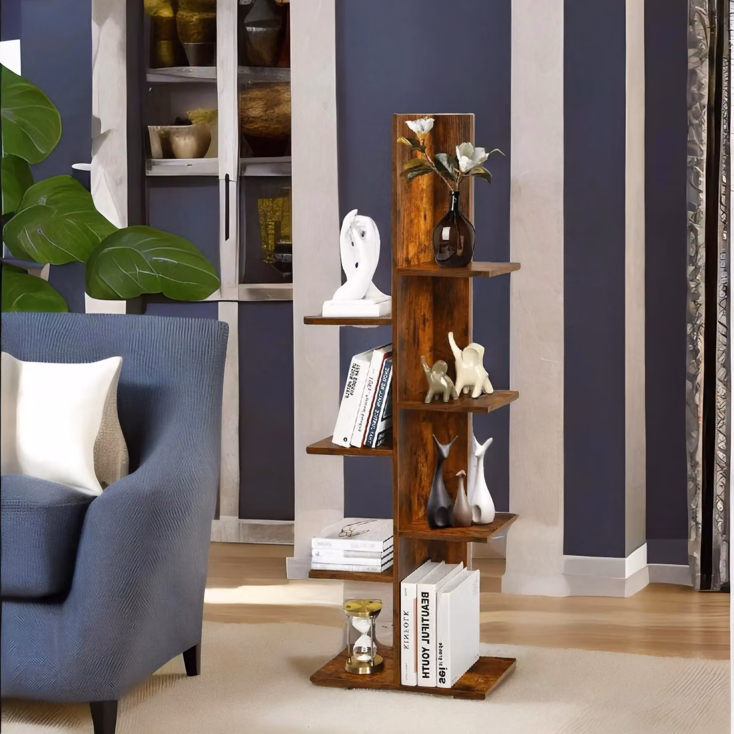 Rafaelo Mobilia Industrial 8 Tier Free-Standing Tree Display Stand in Dark Brown – 4