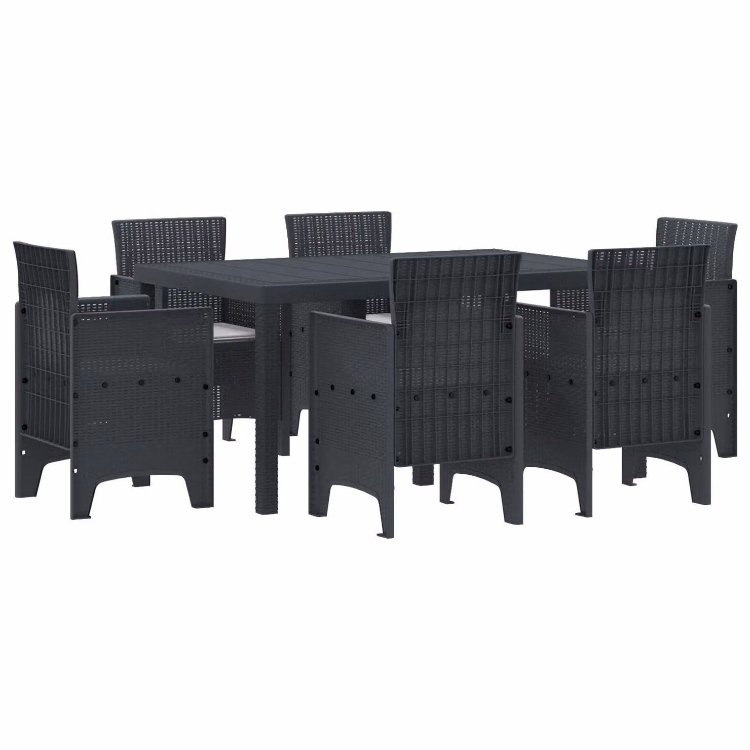 Berkfield Home 7 Piece Anthracite Poly Rattan Garden Dining Set with Cushions – 2