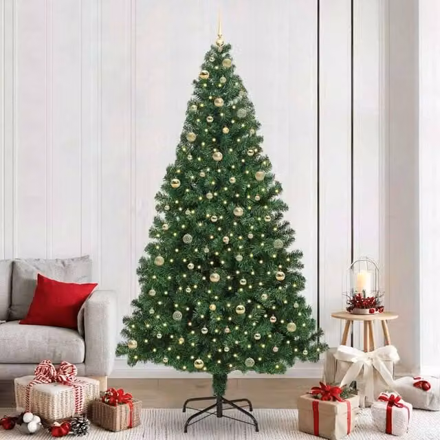Berkfield Home Artificial Christmas Tree with 300 LEDs and Stand, Green, Height: 240 cm – 1