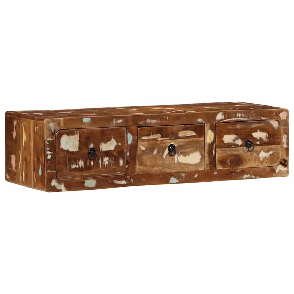 Berkfield Home Wall-mounted Rustic Solid Wood TV Cabinet in Brown, W/D/H: 100 x 32 x 25 cm – 1