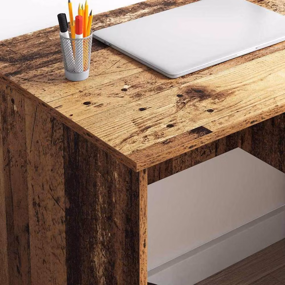 Berkfield Home Elegant Writing Desk with Storage in Brown Old Wood, W/D/H: 90 x 49.5 x 75 cm – 3